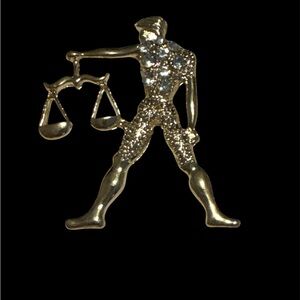 Gold Libra Zodiac Brooch